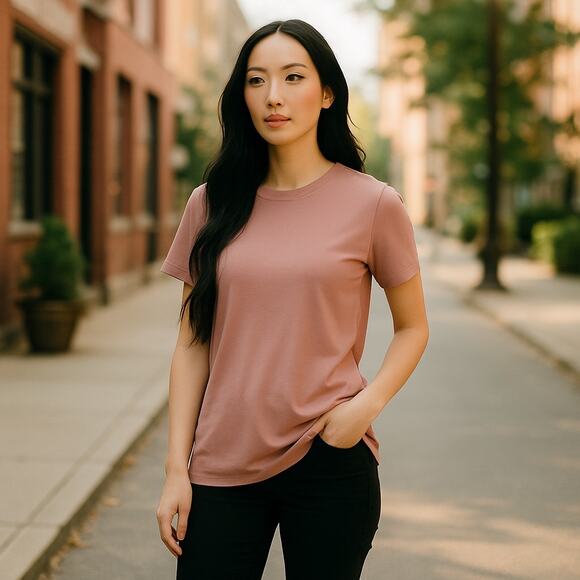 New APL Athletic Propulsion Lab Women's Perfect Tee Shirt in Dusty Rose Sz Small - Picture 1 of 11